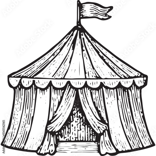 Vintage Circus Tent Icon - Funfair Big Top Clipart, Carnival Tent Graphic