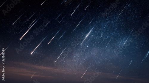 Night sky with shooting stars cosmic event astronomy meteor shower background view