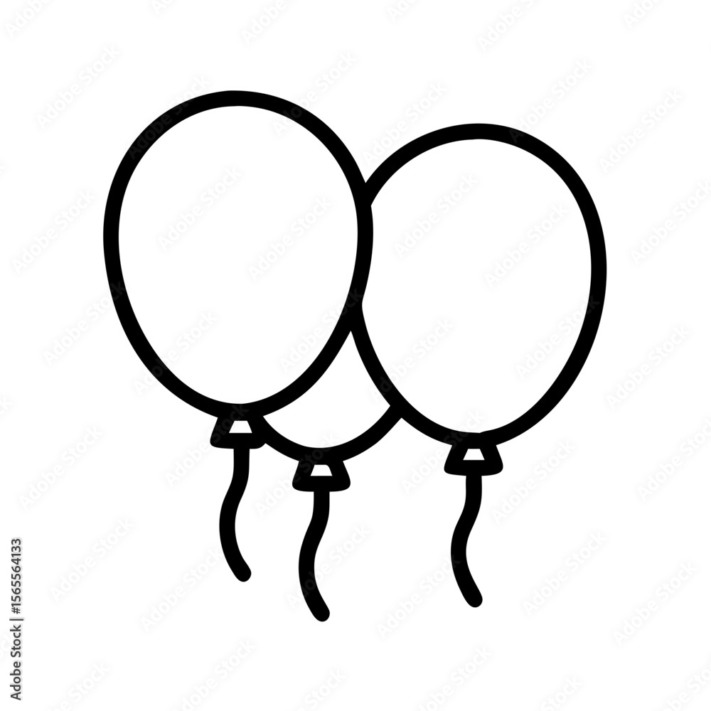 Outlined Black Balloons Floating for Parties and Celebrations Simple Design Outlined Black Balloons Floating for Parties and Celebrations Simple Design