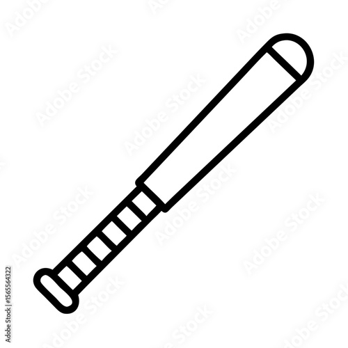 Simple Black and White Outline of a Baton Club with Handle