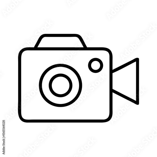 Simple flat black and white video camera icon symbol illustration design