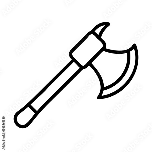 Stylized Black and White Image of a Tomahawk Axe with a Curved Blade