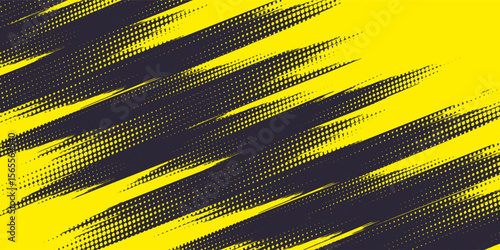Halftone dots gradient grunge texture background yellow and dark blue color pattern. Dot pop art comic sport style vector illustration. eps 10, website