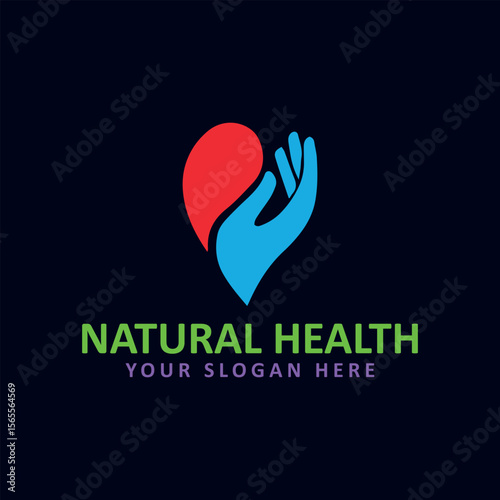 natural health care logo design vector