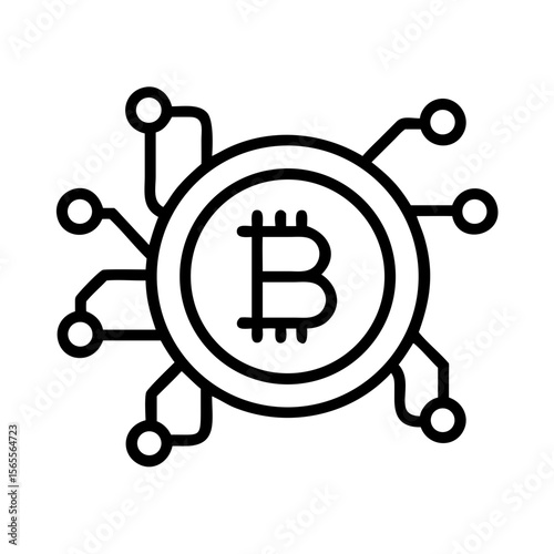 Decentralized Bitcoin Network Connecting Nodes, Cryptocurrency and Blockchain Technology Illustration