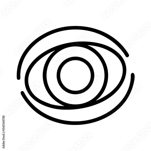 Minimalist Eye Design with Concentric Circles and Black Outlines on White Background