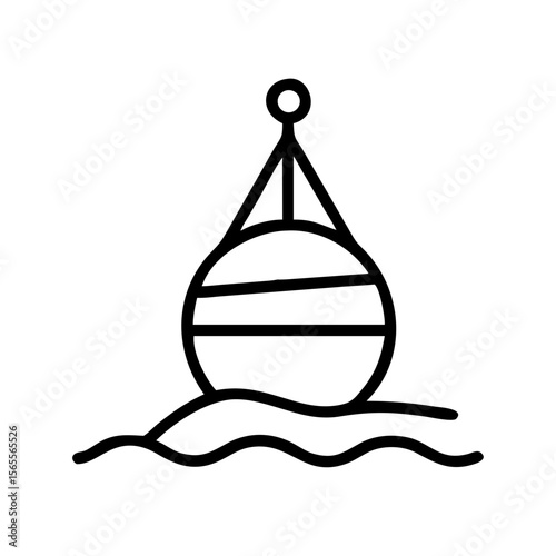 Stylized vector graphic of a navigation buoy floating in the ocean waves