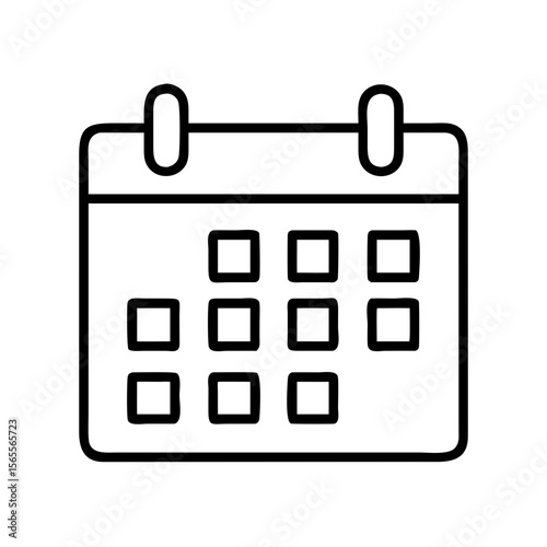 Simple black and white calendar icon representing scheduling and appointments