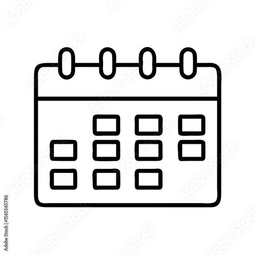 Simple Black and White Outline Icon of a Calendar Appointment Book