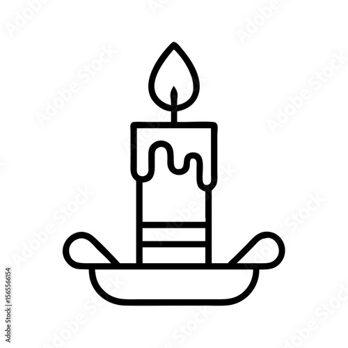 Elegant candle on a candle holder icon with minimalist design approach