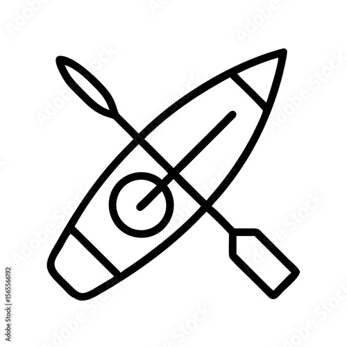 Stylized vector illustration of a kayak with a paddle crossing the boat