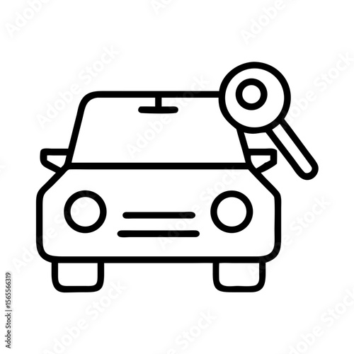 Car and key, modern icon representing automobile ownership and car rental