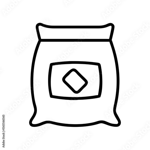 Simple outline illustration of a bag filled with fertilizer or compost
