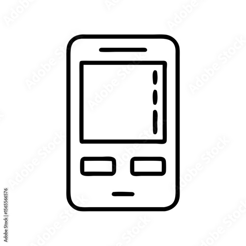 Simple monochrome representation of a smartphone with screen and button elements