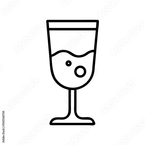 Elegant line art of a sparkling wine glass with bubble detail