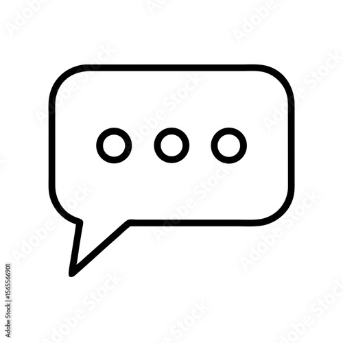 Simple Black and White Icon of a Speech Bubble with Three Dots