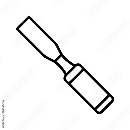 Minimalist line art depiction of a chisel, a hand woodworking tool