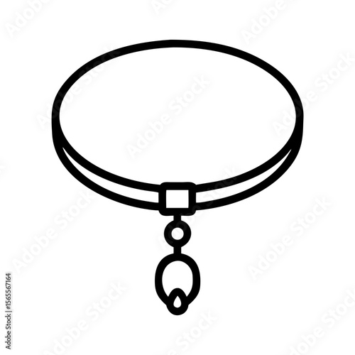 Elegant pendant necklace with a teardrop gem, simple black and white outline