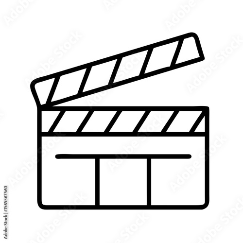 Clapperboard outline for filmmaking, representing production and the world of cinema
