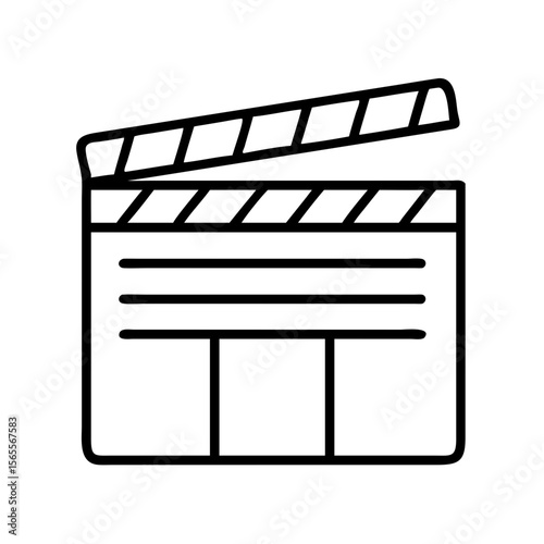 Black and white minimalistic illustration of a clapperboard, a symbol of film making