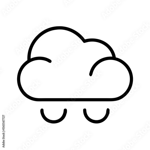 Simple line drawing illustration depicting a cloud with raindrops falling down