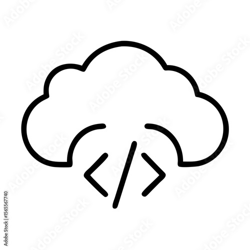 Cloud with code symbol representing cloud computing development and deployment processes