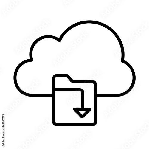 Simple illustration of a cloud with a file downloading from the service