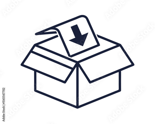 Download into Box Icon Digital Delivery and Unboxing Concept