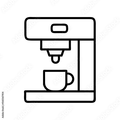 Minimalist coffee maker icon pouring coffee into a cup with handle