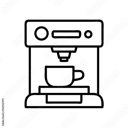 Minimalist Coffee Maker Illustration with a Full Cup on a Stand