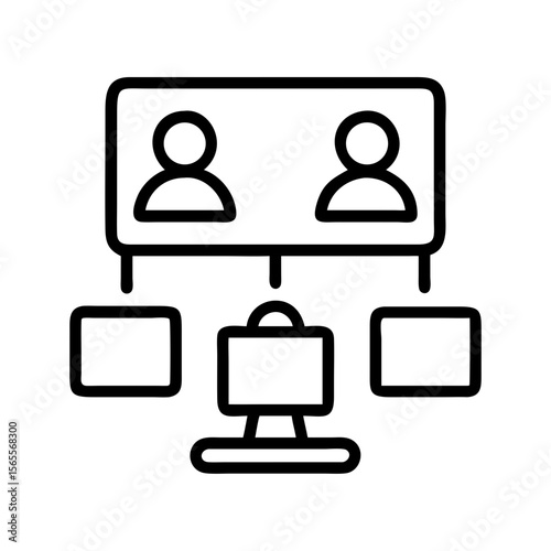 Conceptual diagram of an online video conference with multiple participants connected