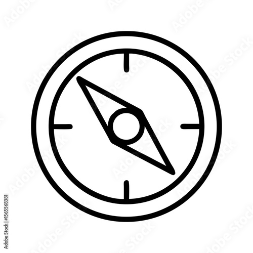 Simple black and white compass outline illustration for navigation and travel