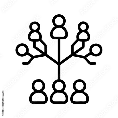 Organizational chart with interconnected people showing leadership and team dynamics