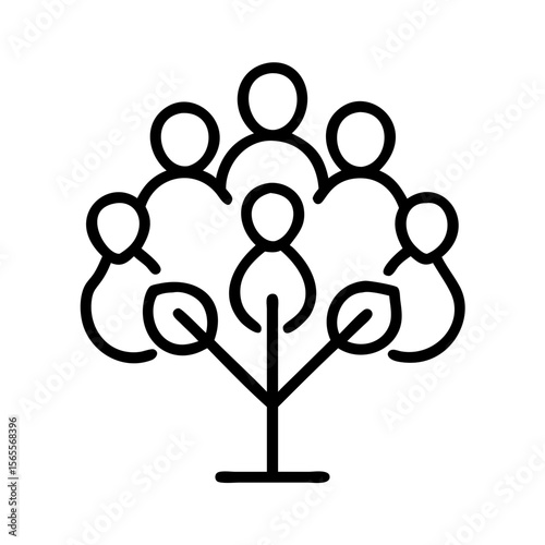 Stylized Icon of a People Tree Representing Growth and Connection