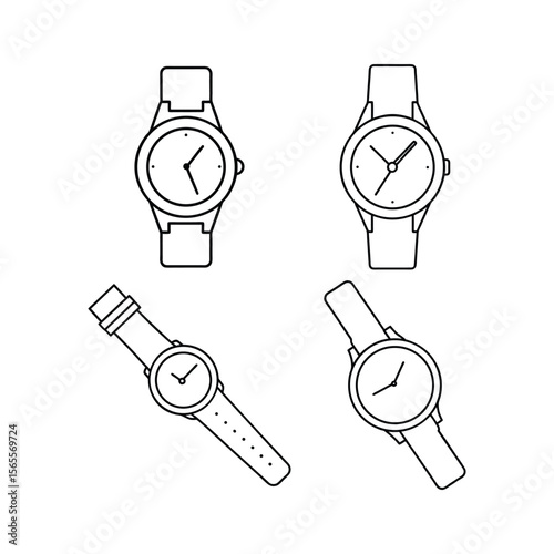 A set of watch line art vector illustration