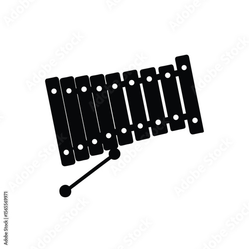 Xylophone silhouette vector art illustration