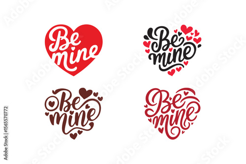 Be mine valentine s day heart designs in different colors