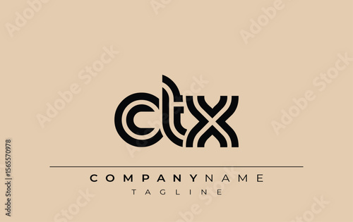 CTX Creative Unique Modern Letter Logo Design. Stylized logo featuring a unique letter design, presenting abstract minimalist aesthetics and modern appeal.