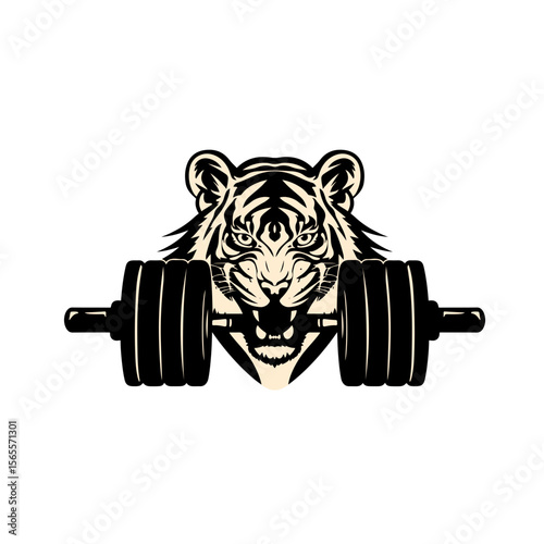 Powerful Tiger Lifting Weights, a Gym Logo Design