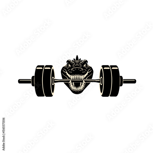 Powerful Crocodile Lifting Weights, a Gym Logo Design