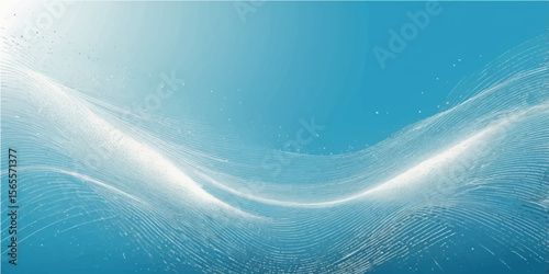 Abstract blue background of sunlit waves meeting the horizon