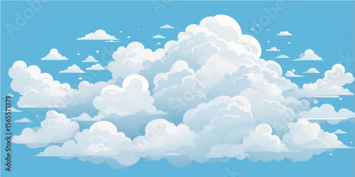 Blue sky with white clouds, a bright, beautiful summer cloudscape
