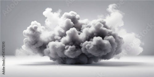 Beautiful cumulus clouds billow white and fluffy in the bright blue sky, resembling smoke against the summer light