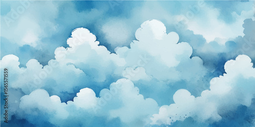 Bright blue sky with fluffy white clouds, a beautiful daytime cloudscape perfect for nature backgrounds