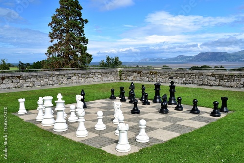 Game of chess on teh lawn