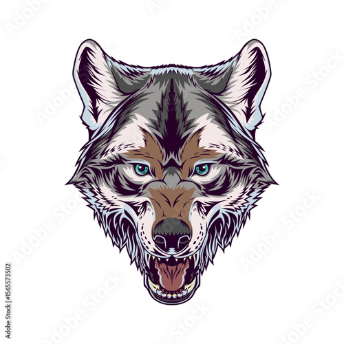 Intense Wolf Head Portrait, Graphic Design