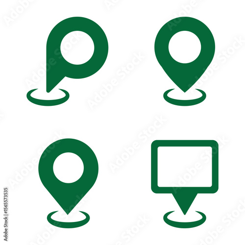 Vector Location pin icon Set. Location pin with circle, linear style icon. Red map pin location icon line set, vector illustration