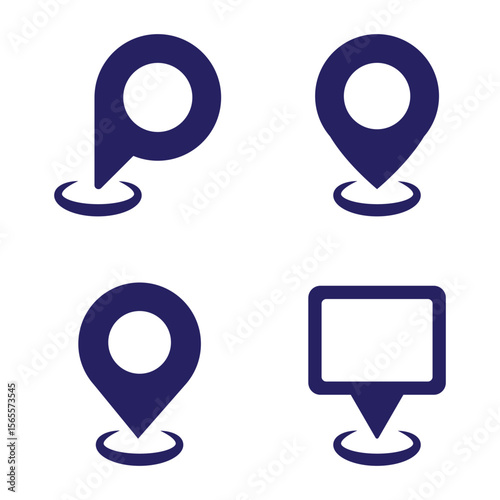 Vector Location pin icon Set. Location pin with circle, linear style icon. Red map pin location icon line set, vector illustration