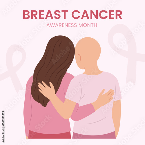 Breast cancer Month with a pink ribbon. International Breast Cancer Day. Vector illustration