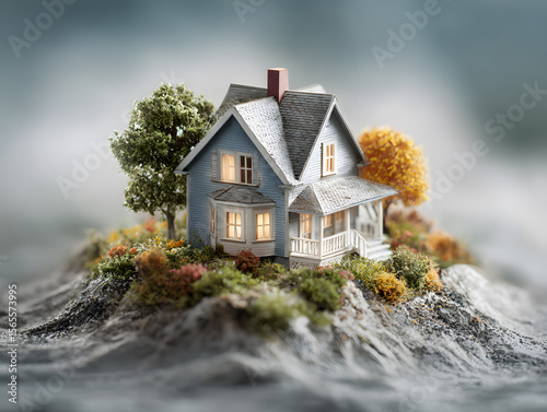 Property purchased with a mortgage for business or residential. Real estate concept. Neural network AI generated art